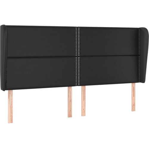 VidaXL Vzglavje z u&amp;scaron;esi črno 183x23x118/128 cm umetno usnje, (20737451) Slike