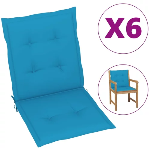 vidaXL jastuci za vrtne stolice 6 kom plavi 100 x 50 x 3 cm