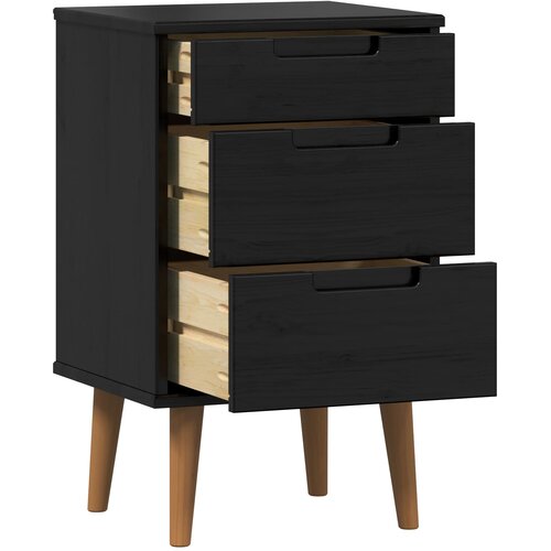 Noćni ormar s ladicama Crna 40 x 35 x 65 cm Masivna borovina Slike