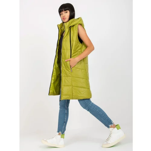 Fashion Hunters OCH BELLA light green long down vest with quilting