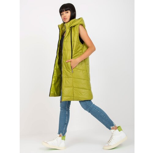 Fashion Hunters OCH BELLA light green long down vest with quilting Slike