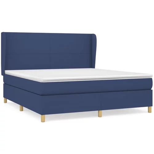 vidaXL Box spring postelja z vzmetnico modra 160x200 cm blago, (20893684)