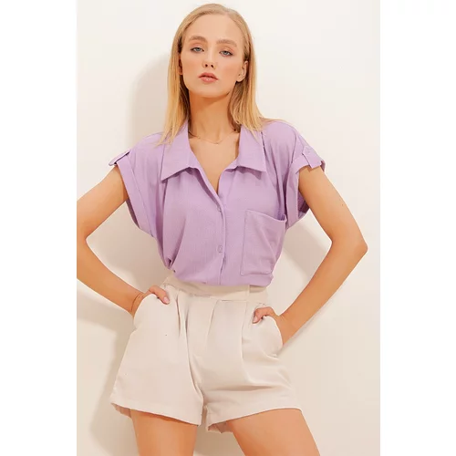 Trend Alaçatı Stili Shirt - Purple - Regular fit
