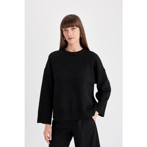 Defacto Oversize Fit Wide Mold Crew Neck Basic Plain Sweater Cene