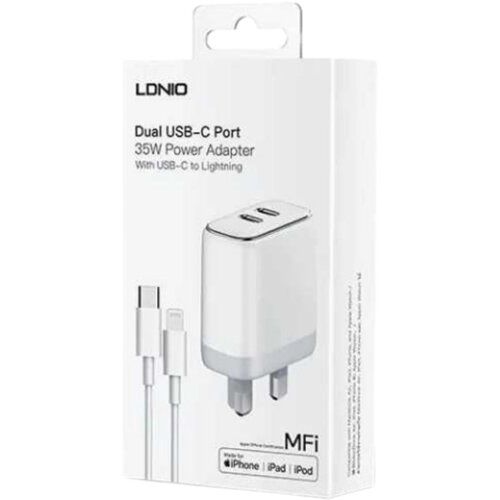 Mfi Kucni punjac LDNIO A2528M 35W PD (2xUSB-C) kabal iPhone Slike