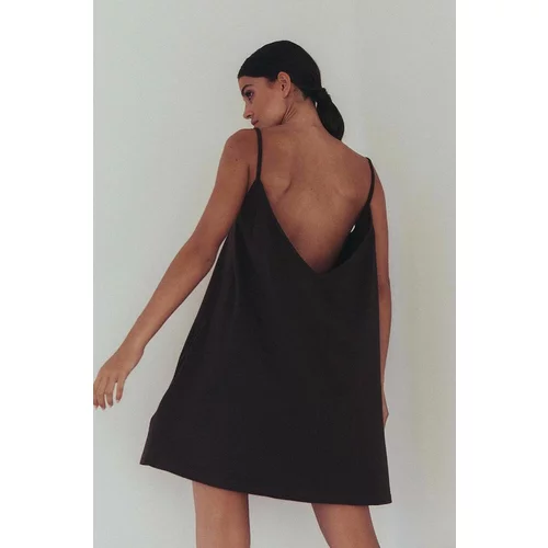 Muuv. Pamučna haljina sukienka #SURFGIRL boja: smeđa, mini, oversize