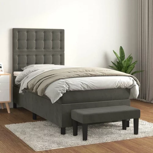 Box spring postelja z vzmetnico temno siv 90x190 cm žamet, (20790423)