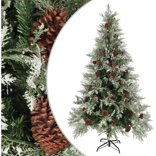 vidaXL božićno drvce sa šiškama zeleno-bijelo 195 cm pvc i pe