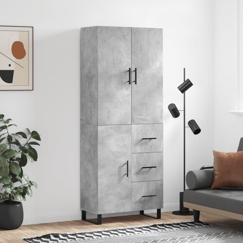 VidaXL Visoka komoda siva betona 69 5x34x180 cm od konstruiranog drva Slike