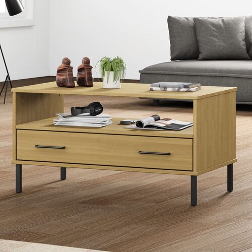vidaXL Klubska mizica rjava 85x50x45 cm trden les OSLO Cene