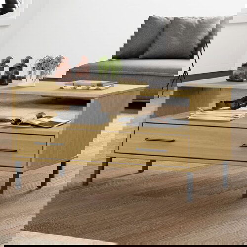 vidaXL Stolić za kavu s metalnim nogama smeđi 85x50x45 cm drveni OSLO Cijene