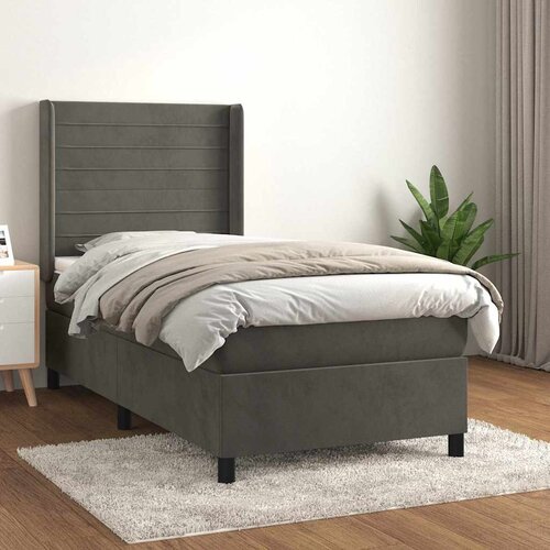 Box spring krevet s madracem tamnosivi 90x200 cm baršunasti Cene