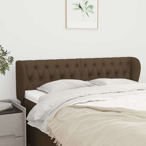  Vzglavje z u&amp;scaron;esi temno rjavo 147x23x78/88 cm blago, (20738124) Slike