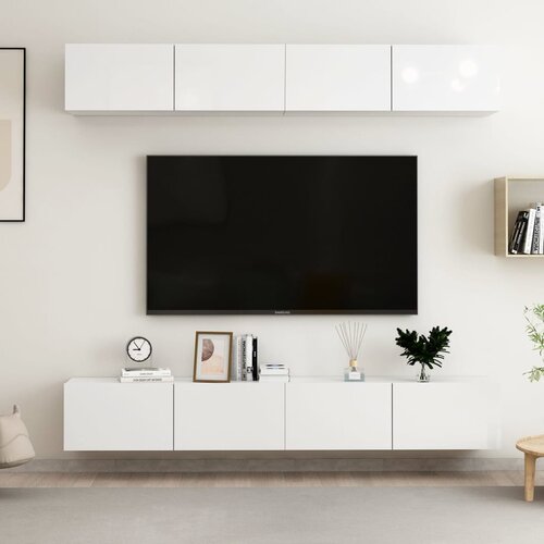 VidaXL TV ormarići 4 kom visoki sjaj bijeli 100 x 30 x 30 cm iverica Slike