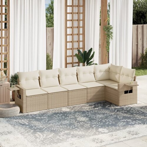 vidaXL 6-dijelni set vrtnih sofa s jastucima bež od poliratana Cijene