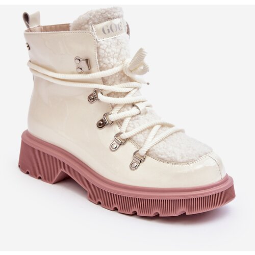 Kesi Patent leather women's ankle boots Trapper GOE White Slike