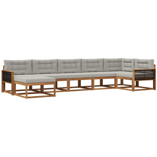 vidaXL Zunanja garnitura za sedenje 7 pcs Naravna in svetlo siva, (5000281370) Cene