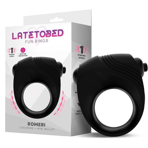 LATETOBED Romeri Ring + Vibrating Bullet Silicone Black Slike