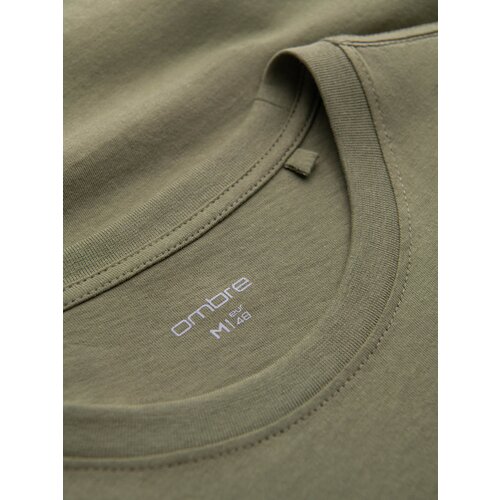 Ombre Men's motorcycle style printed t-shirt - olive Cene