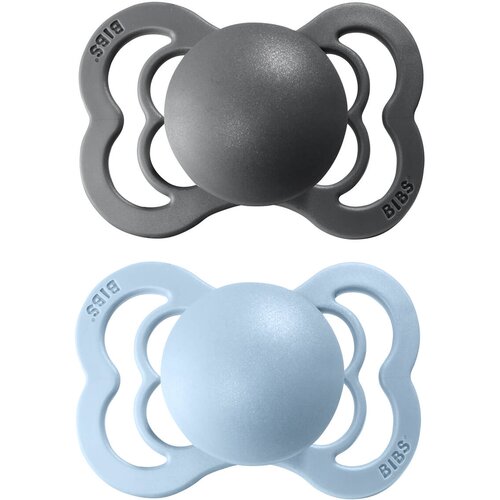 Bibs Supreme Silicone Size 1: 0+ months duda Iron / BabyBlue 2 kos Cene