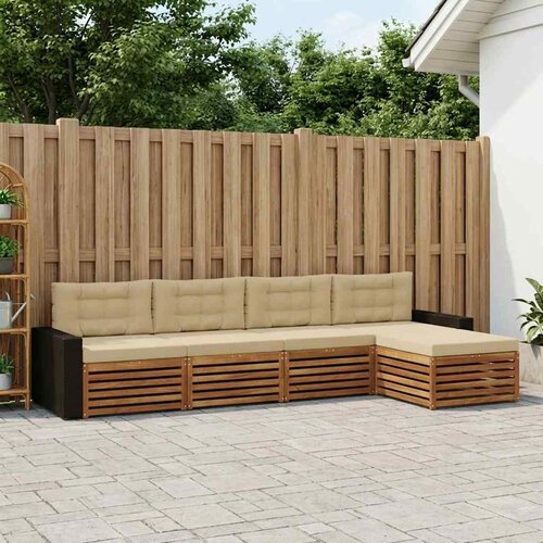  Set vanjskih sofa s jastukom 5 pcs Prirodna i bež Poliester Cijene