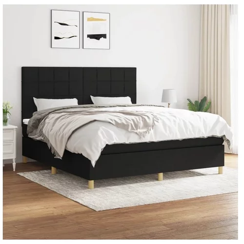 vidaXL Box spring postelja z vzmetnico crna 180x200 cm blago