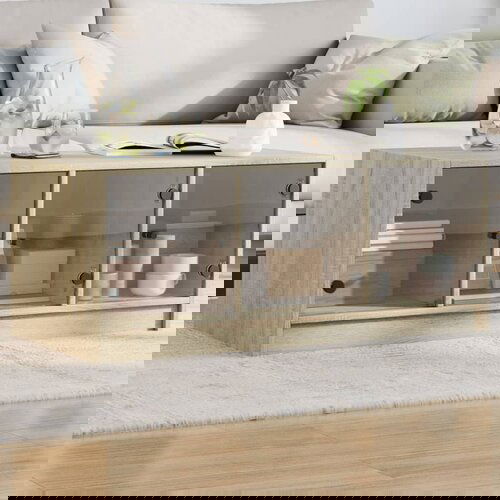 Furnova Klubska mizica s steklenimi vrati sonoma hrast 102x50x42 cm, (21914364) Slike