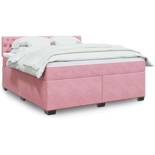 vidaXL Box spring postelja z vzmetnico roza 180x200 cm žamet Cene