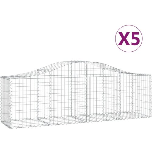 VidaXL Obokana gabionska ko&amp;scaron;ara 5 kosov 200x50x60/80cm cinkano železo, (20757702) Slike