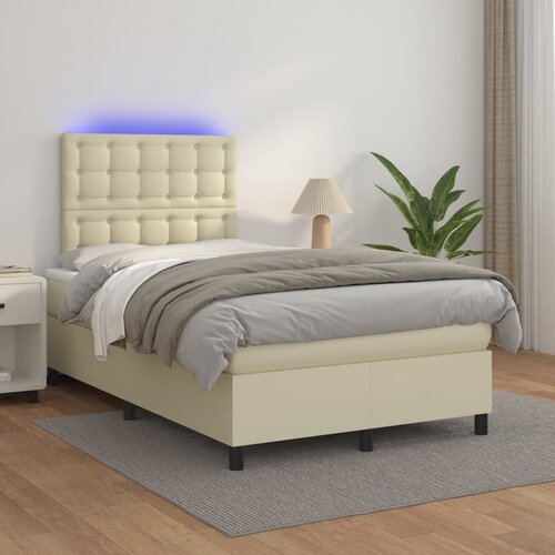  box spring s madracem LED krem 120x200cm od umjetne kože Cijene