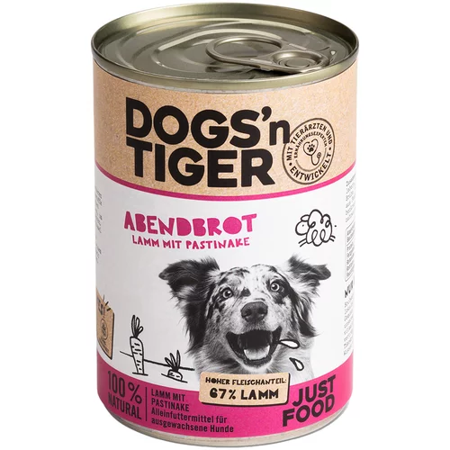 Dogs'n Tiger Varčno pakiranje Adult 12 x 400 g - Jagnjetina & pastinak