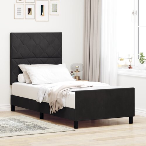 VidaXL Krevetna konstrukcija Crna 90x200 cm Bar&amp;scaron;un Slike