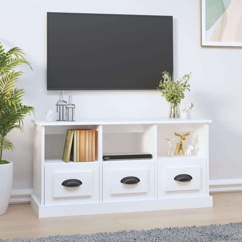 TV ormarić bijeli 100 x 35 x 50 cm od konstruiranog drva Slike