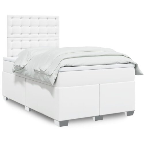 vidaXL Box spring postelja z vzmetnico bel 120x200 cm umetno usnje Cene
