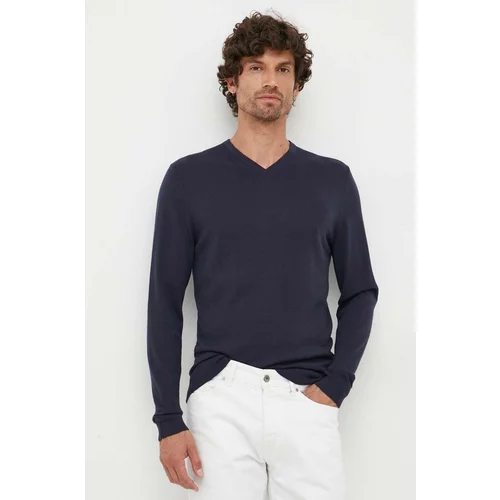 Calvin Klein Vuneni pulover za muškarce, boja: tamno plava, lagani