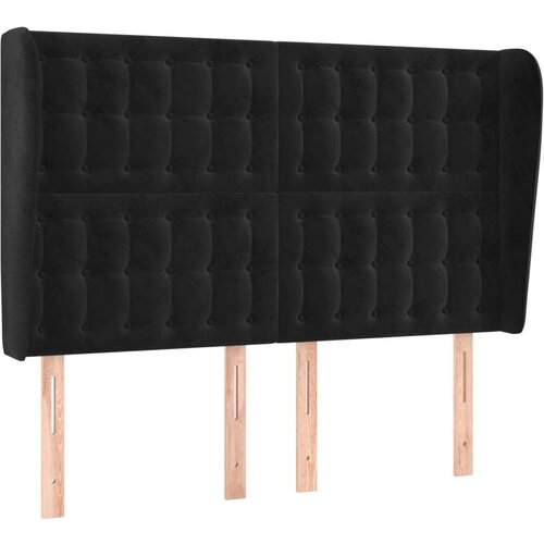  Uzglavlje s u&amp;scaron;ima crni 147x23x118/128 cm bar&amp;scaron;unasti Slike