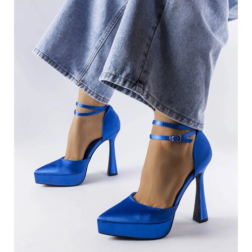 Gemre Blue high block heel pumps Dallas Cene
