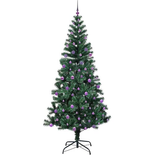 VidaXL Umjetno predsvijetljeno božićno drvce Zelena 240cm PVC i metal Slike