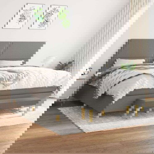  Box spring postelja z vzmetnico temno siva 180x200 cm blago, (20901535) Cene