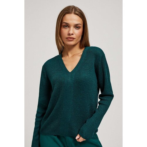Marisse Fitted V-Neck Sweater In Emerald Green Slike