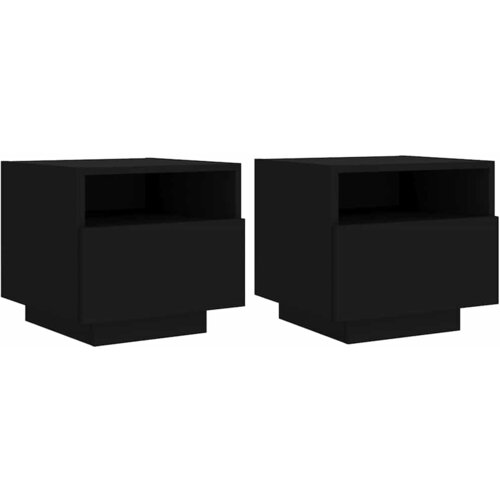  Noćni ormarići s LED svjetlima 2 kom crni 40 x 39 x 37 cm Slike