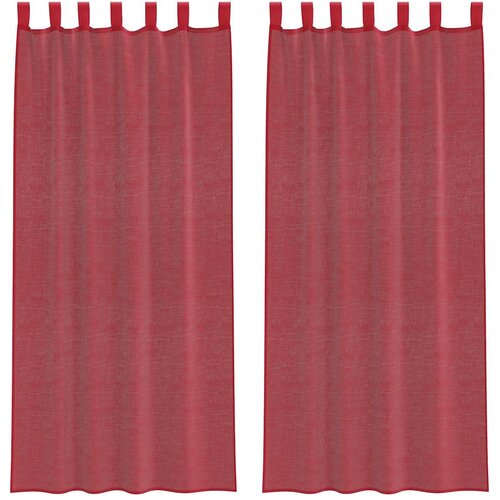 Voile zavjese s džepovima za &amp;scaron;ipke 2 kom crvena boja vina 140 x 225 cm Slike