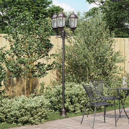 vidaXL Stup za vrtne lampe 3-lampe E27 Brončana 220 cm Aluminij Cijene