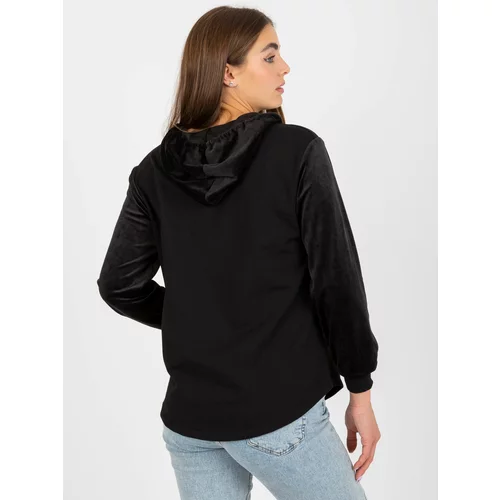 Fashion Hunters Women's black sweatshirt with a hoodie