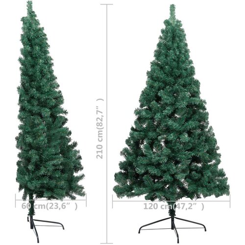 vidaXL Umetna polovična novoletna jelka s stojalom zelena 210 cm PVC, (20611426) Cene