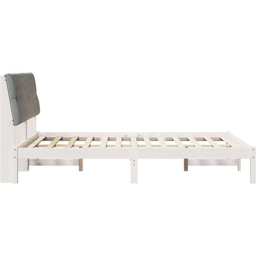 VidaXL krevetni okvir s tapiciranim uzglavljem bijelo 135 x 190 cm Slike