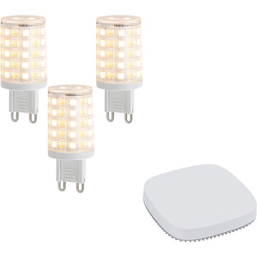 QAZQA Set van 3 smart G9 dimbare LED lamp 2.5W 250 lm 2700K-6500K incl. Zigbee Smart Hub Slike