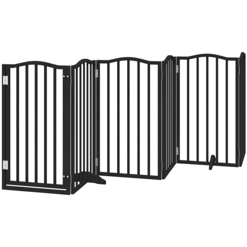  Vrata za pse s vrata&amp;scaron;cima 6 panela sklopiva 300 cm drvo topole Crna 50 x 90 x 2 cm Slike