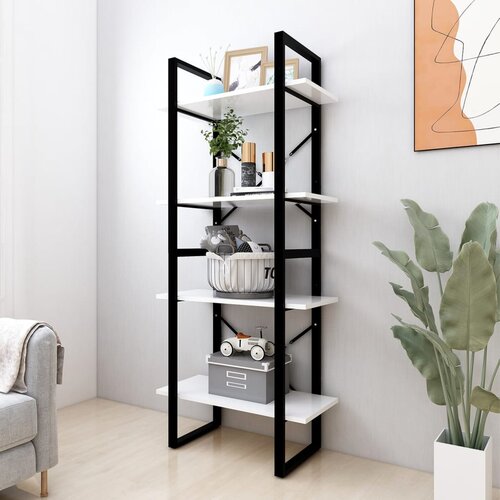 Furnova Knjižna omara 4-nadstropna bela 60x30x140 cm iverna plo&amp;scaron;ča, (22069041) Slike