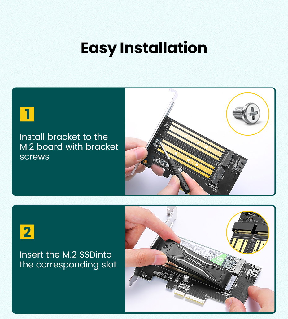 Ugreen 70504 M2 / M.2 NVME na PCI-E 3.0 pro&amp;scaron;irena kartica s M.2 SATA podr&amp;amp;scaron;kom Slike